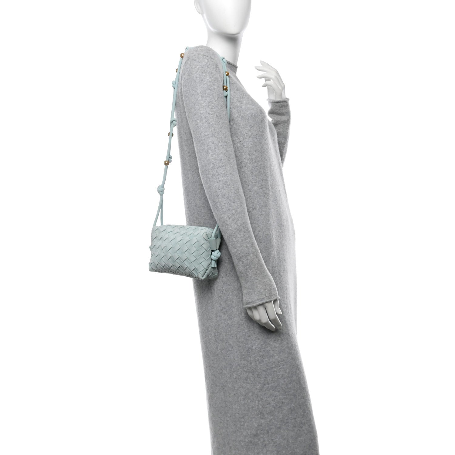 Bottega Veneta Suede Intrecciato Loop Camera Bag Teal 2 of 9