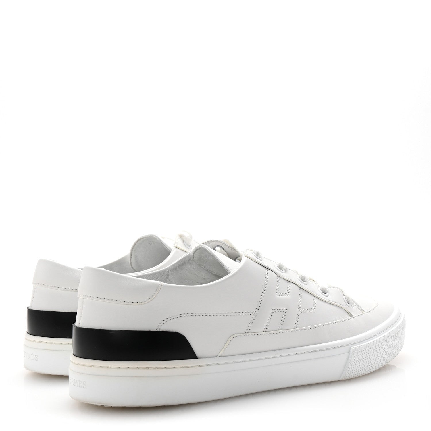 Hermes Calfskin Mens Deep Sneakers 42 White Black 5 of 7