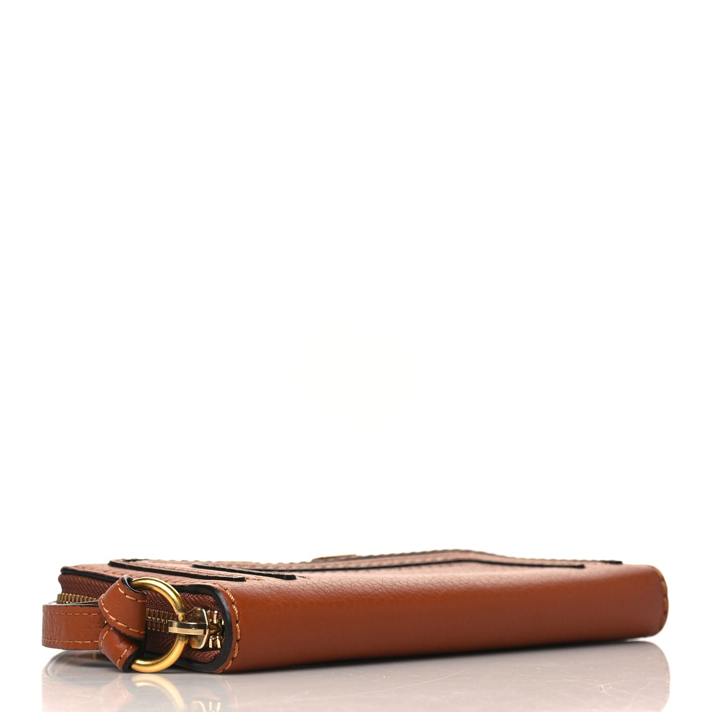 Grained Calfskin Marcie Long Zip Around Wallet Tan