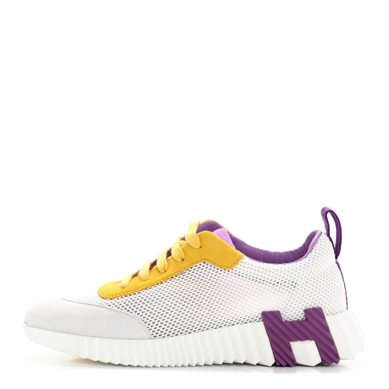 Hermes Air Mesh Suede Goatskin Bouncing Sneakers 36 White Multicolor 1 of 7