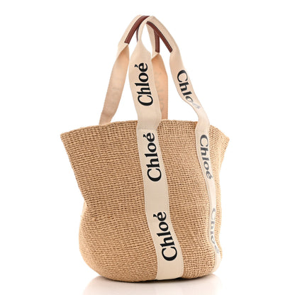 Chloe Raffia Large Woody Tote White 3 of 12