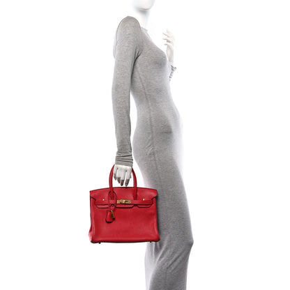 Hermes Taurillon Clemence Birkin 30 Rouge Casaque 2 of 10