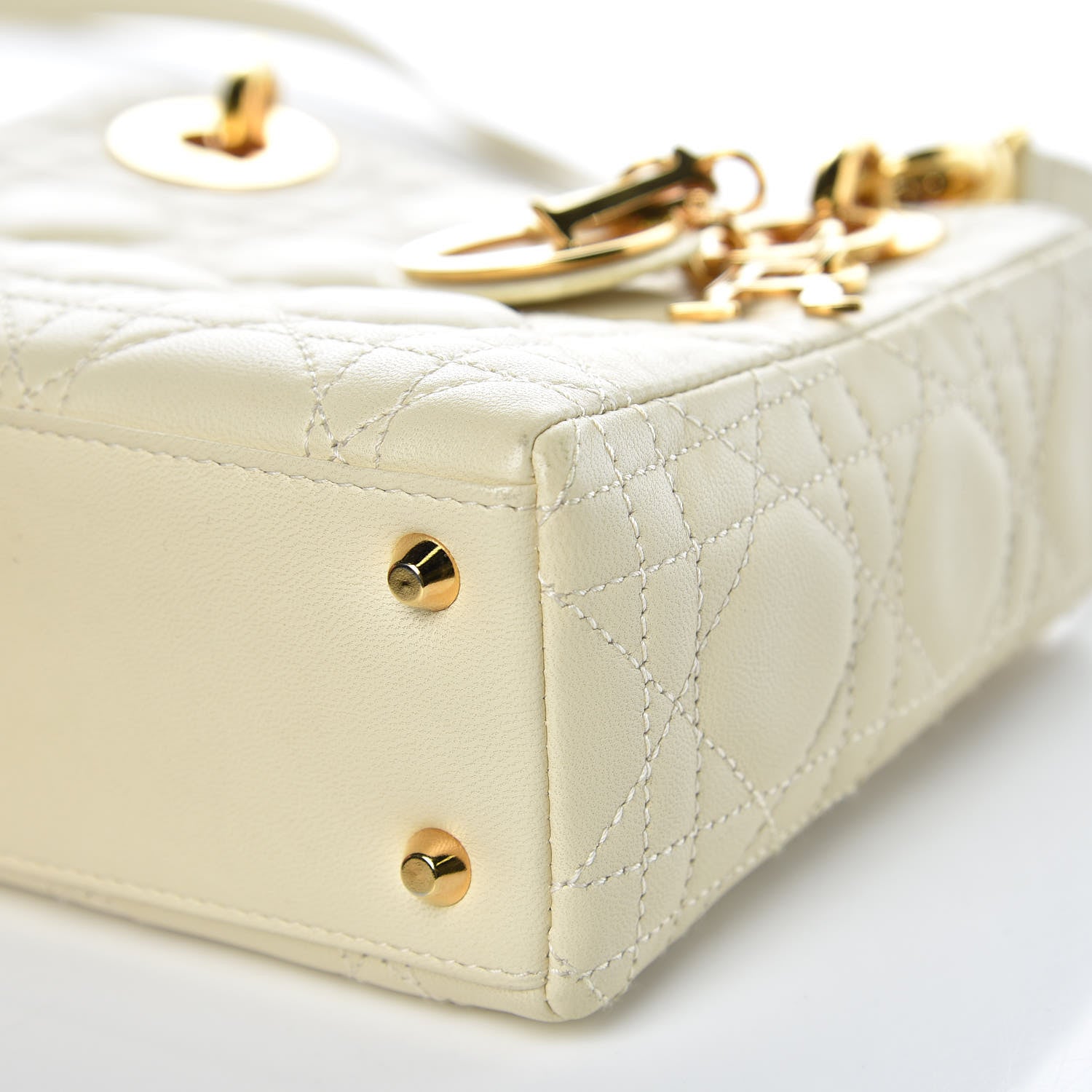 Christian Dior Lambskin Cannage Mini Lady Dior Light Beige 9 of 11