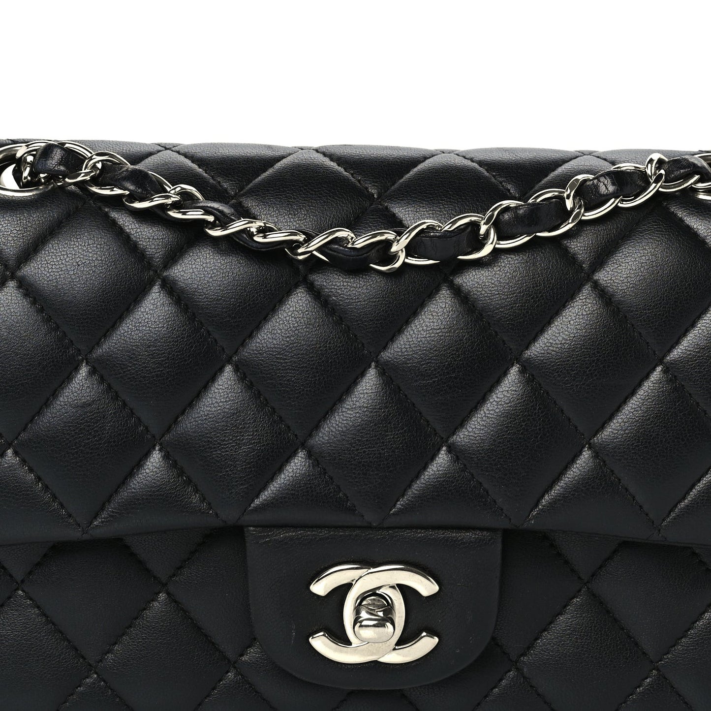 Lambskin Quilted Small Double Flap  Black