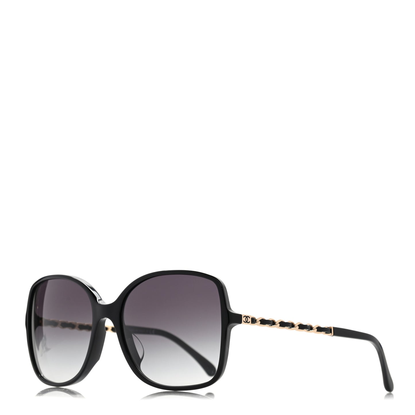 Lambskin Square Chain Sunglasses 5210-Q Black