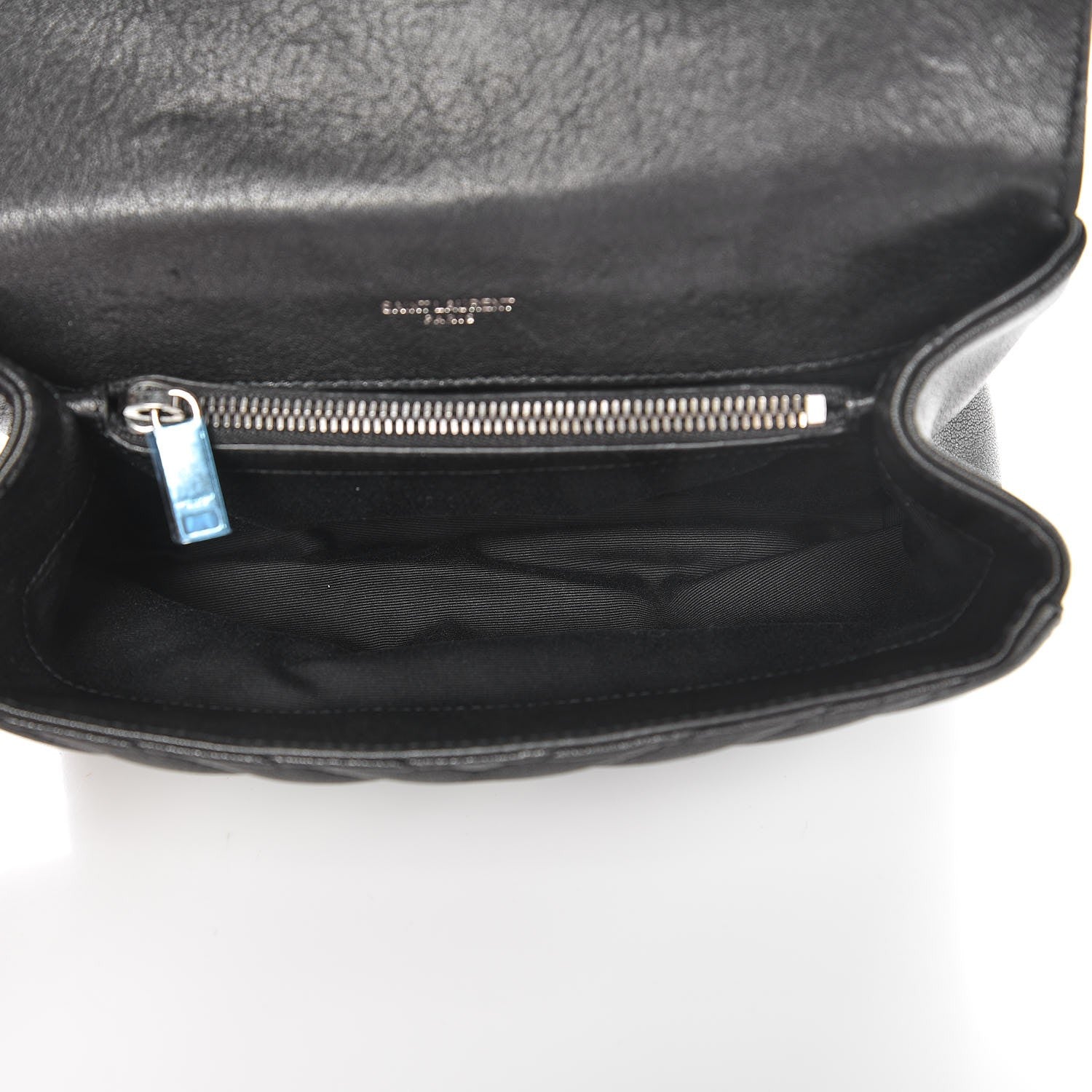 Saint Laurent Sheepskin Matelasse Chevron Monogram Medium College Bag Black 5 of 7