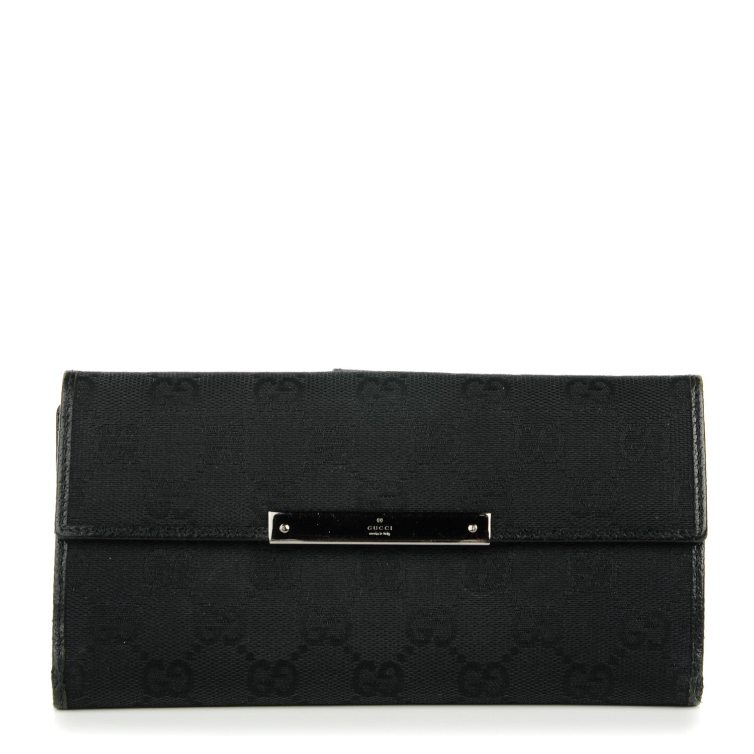 Gucci Monogram Metal Bar Continental Wallet Black 1 of 8