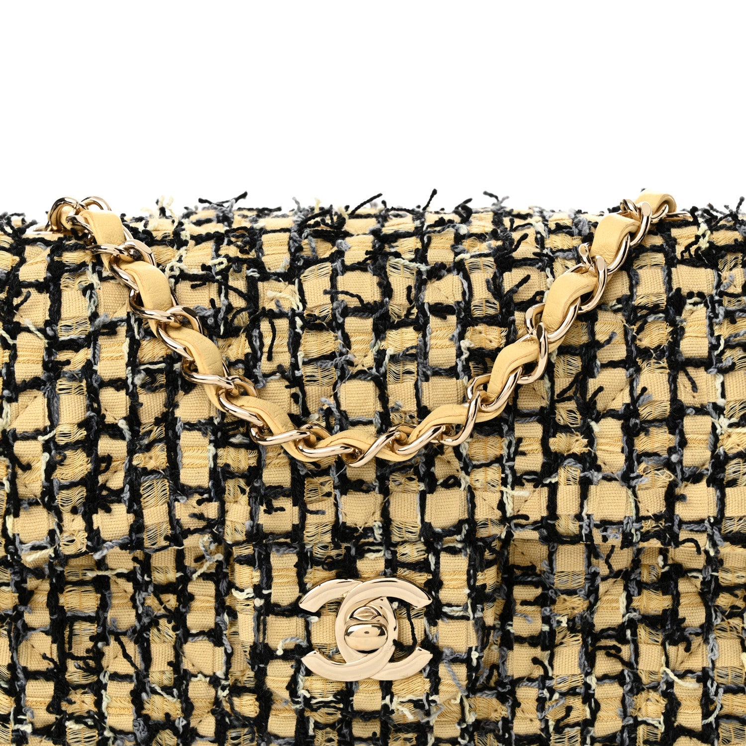Chanel Tweed Quilted Mini Rectangular Flap Yellow Black 8 of 11
