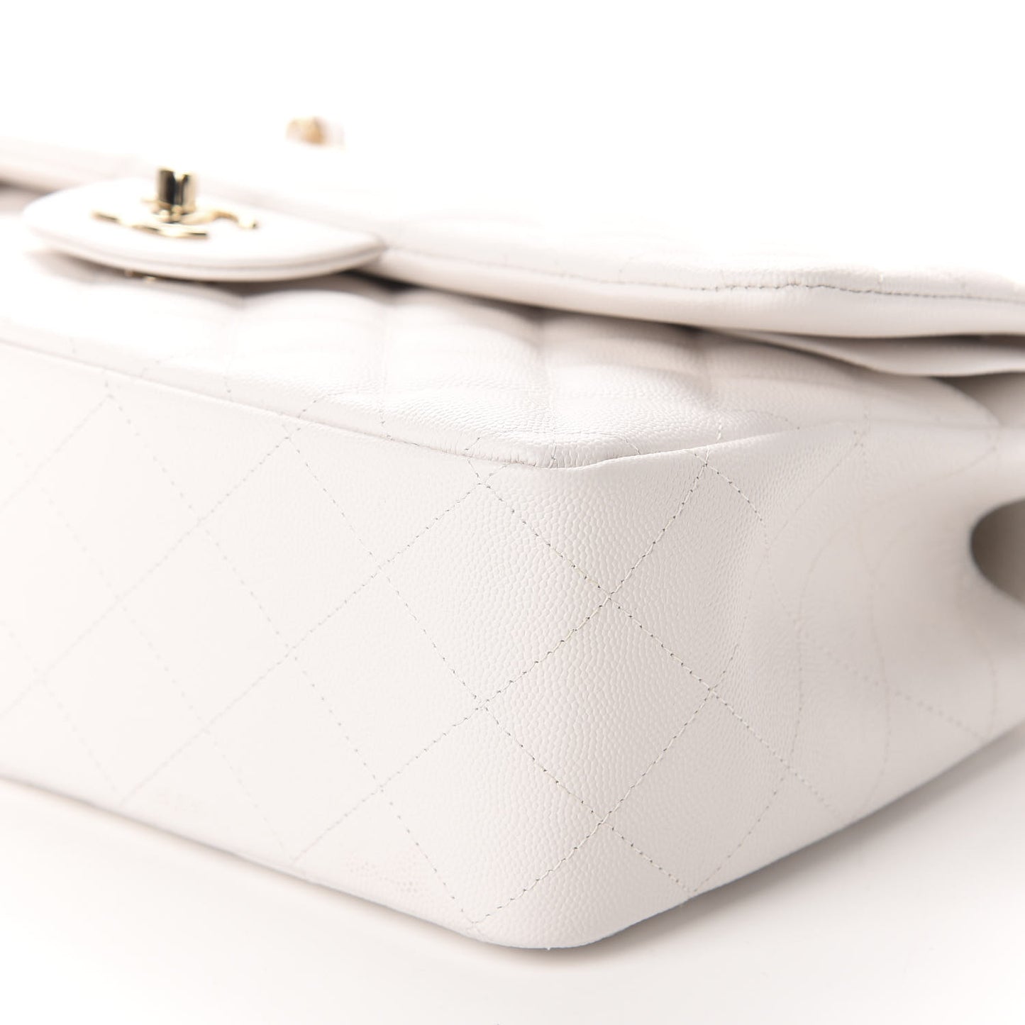 Caviar Quilted Jumbo Double Flap White
