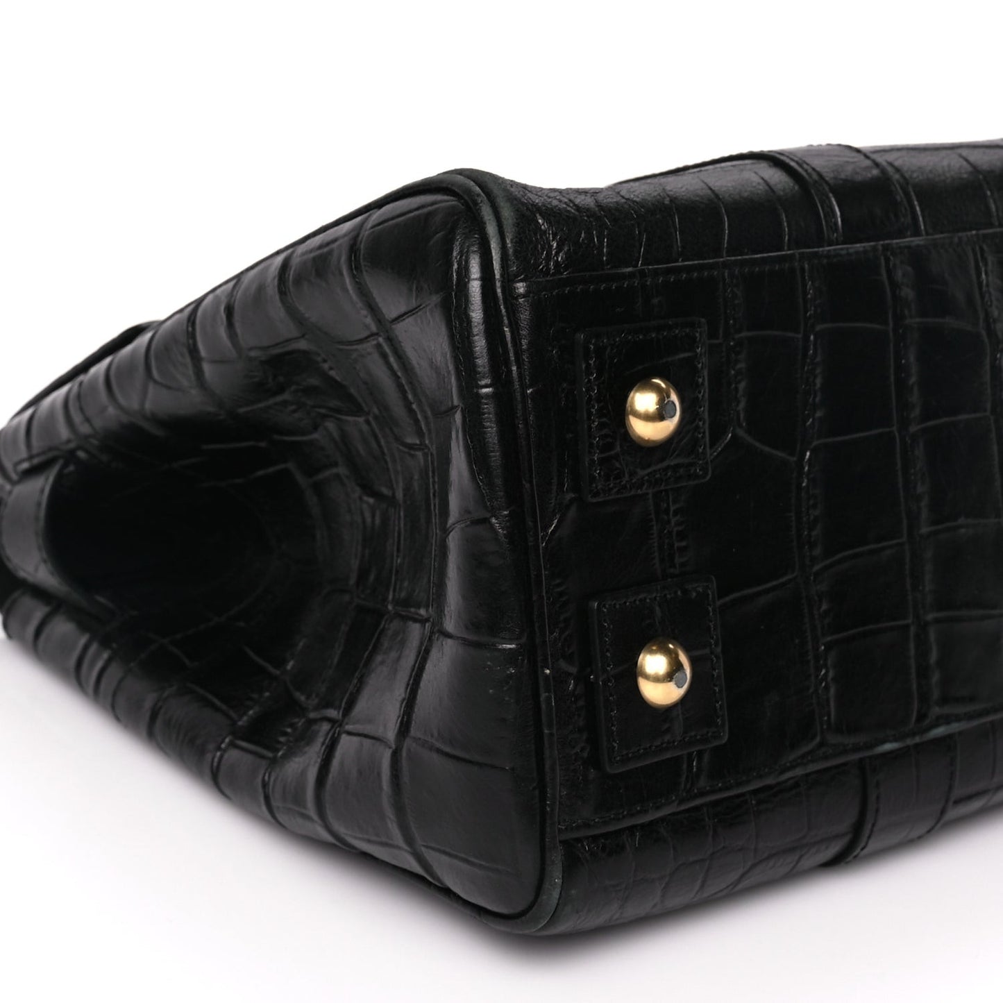 Calfskin Crocodile Embossed Bayswater Black