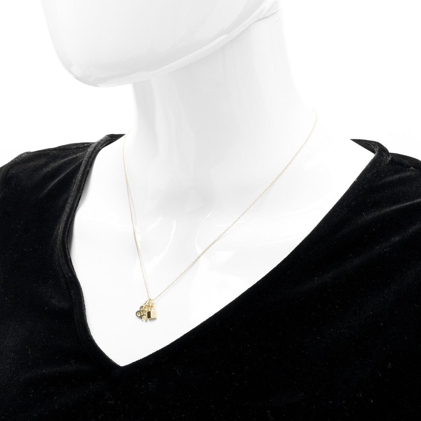 18K Yellow Gold Lock and Key Pendant Necklace