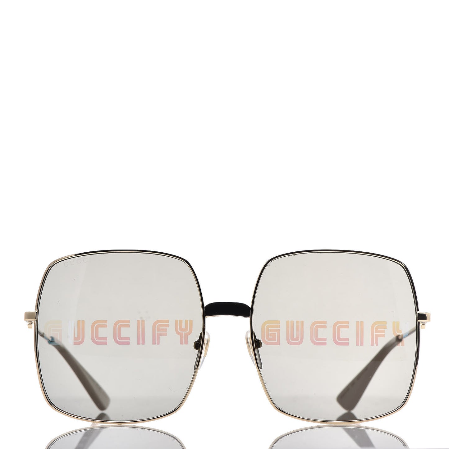 Metal Rectangular Guccify Frame Sunglasses GG0414S Gold