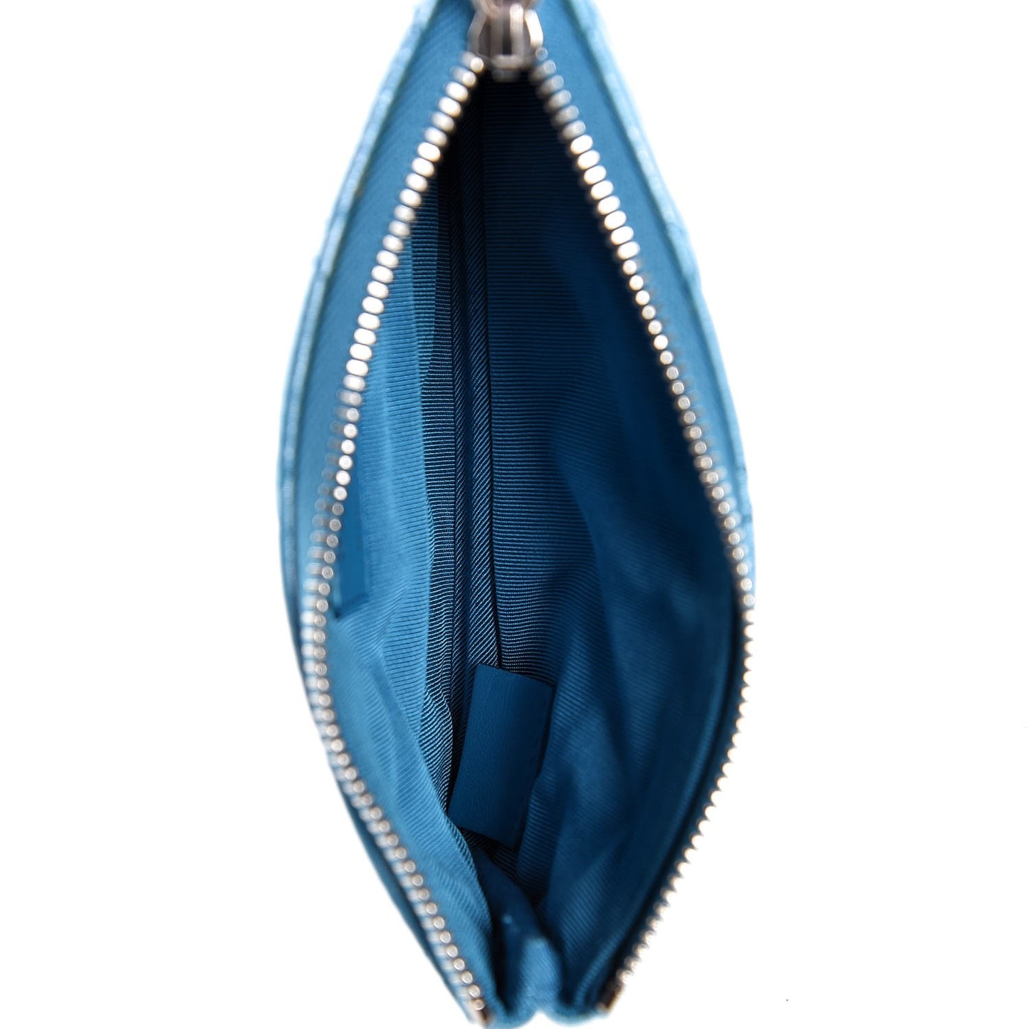 Metallic Lambskin Small Cosmetic Case Turquoise