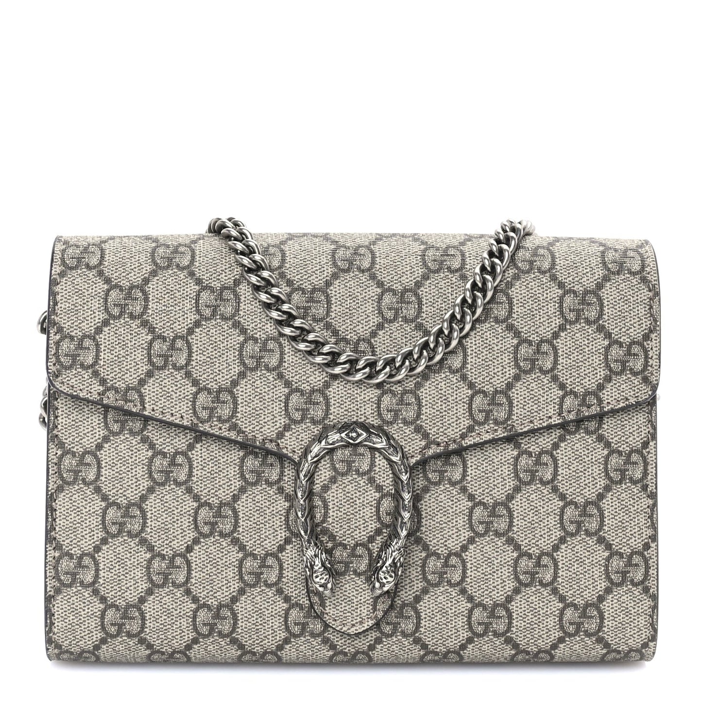 GG Supreme Monogram Mini Dionysus Chain Wallet  Beige Taupe