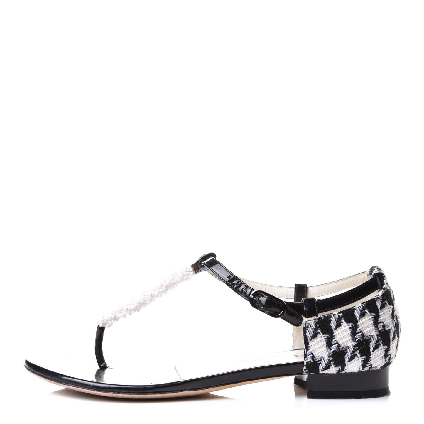 Patent Tweed CC Sandals 37.5 Black