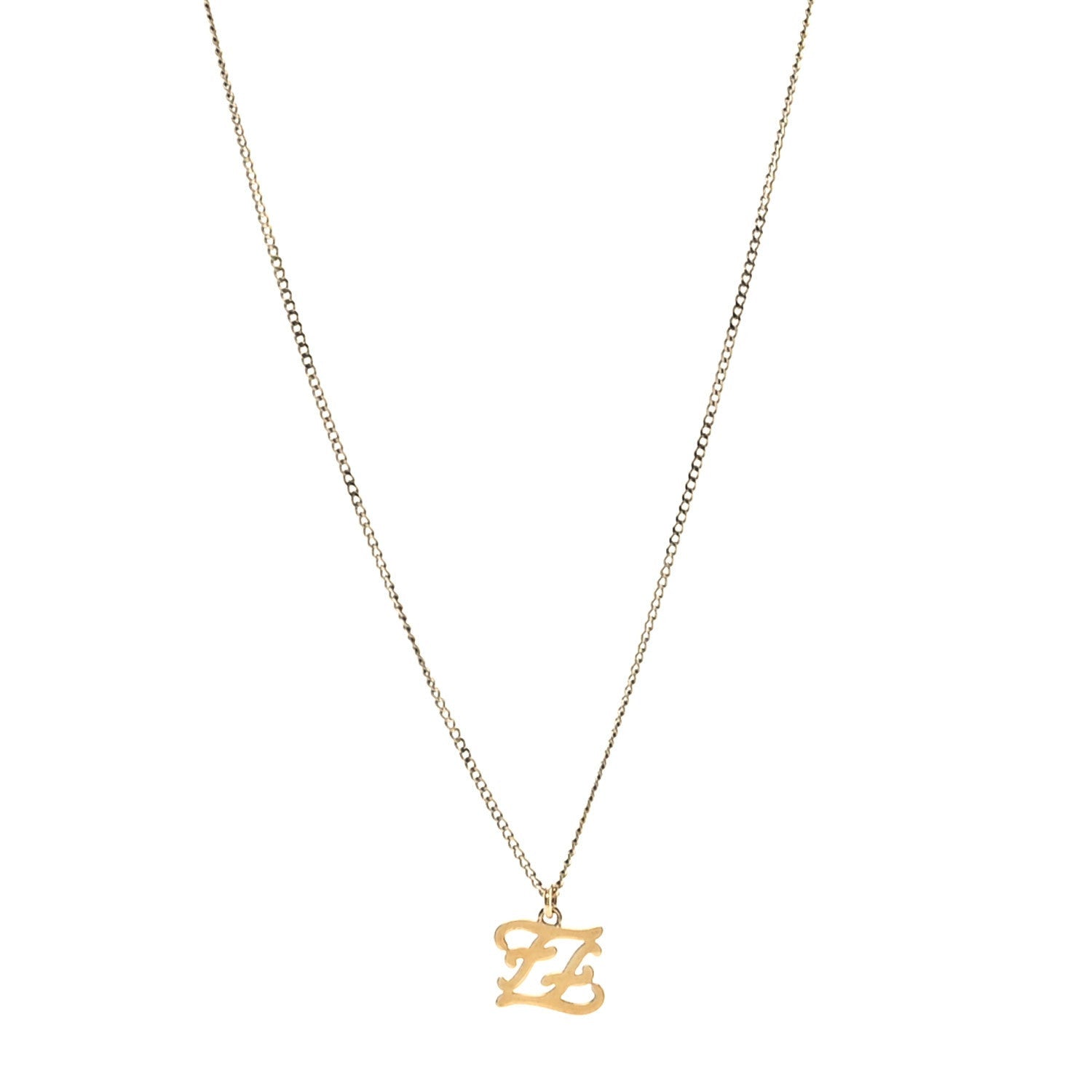 Fendi Metal Karligraphy Necklace Gold 1 of 6