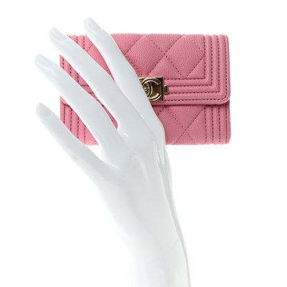 Chanel Caviar Quilted Boy Flap Card Holder Wallet Light Pink 2 of 11