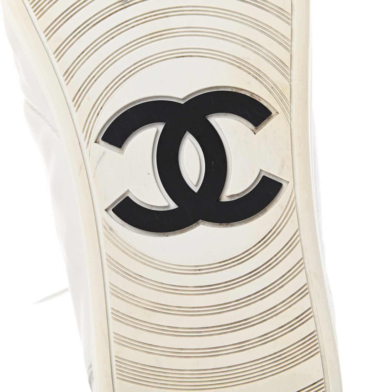Chanel Calfskin Mens High Top CC Sneakers 43 White 7 of 14