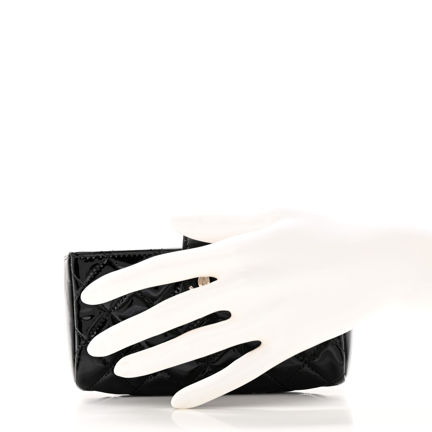 Patent Quilted Mini Phone Holder Clutch Black