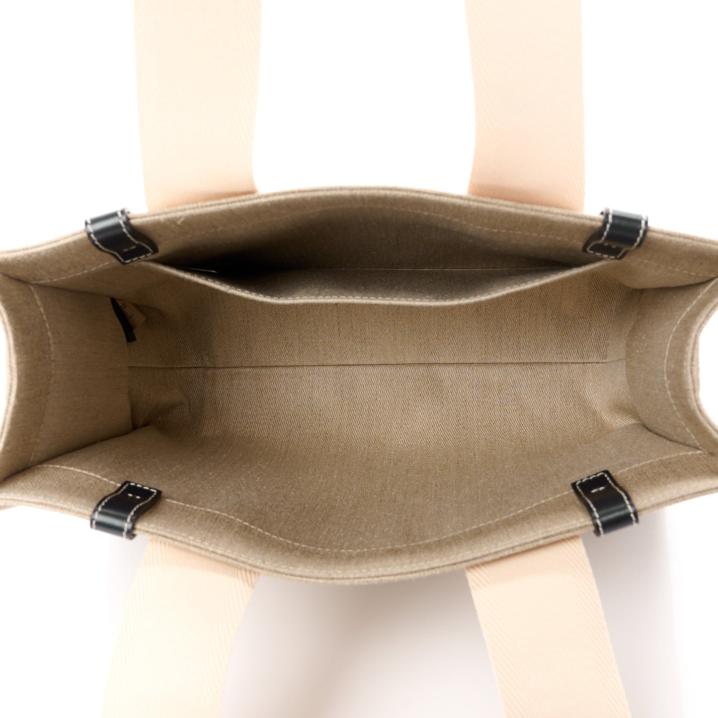 Linen Calfskin Medium Woody Ribbon Tote White Black