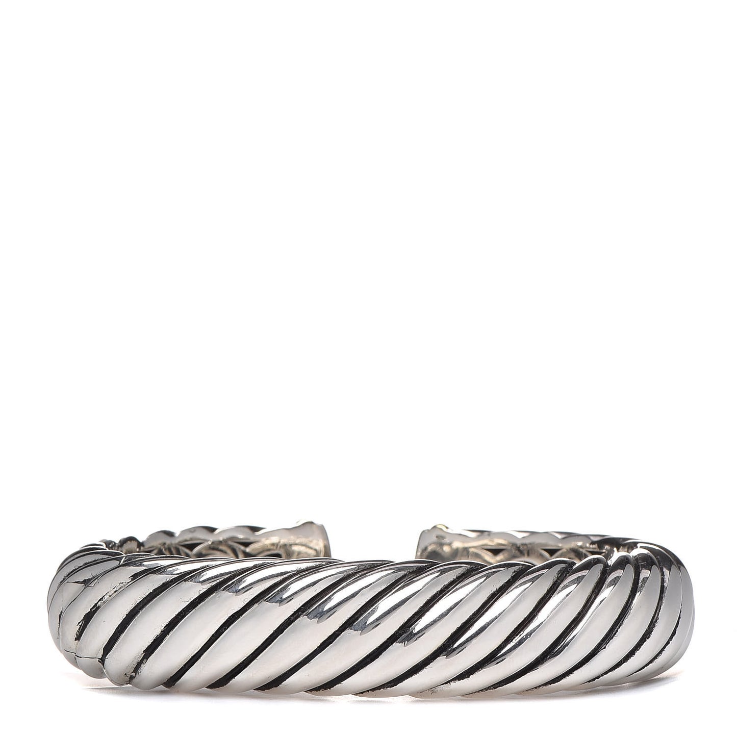 Sterling Silver 18K Yellow Gold 15mm Sculpted Cable Cuff Bracelet