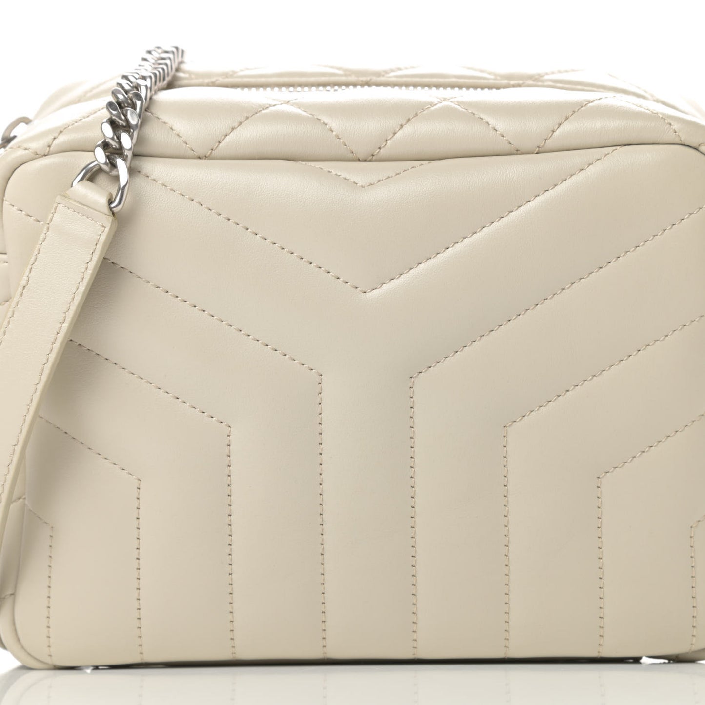 Calfskin Y Quilted Monogram Small Loulou Bowling Bag Ivory