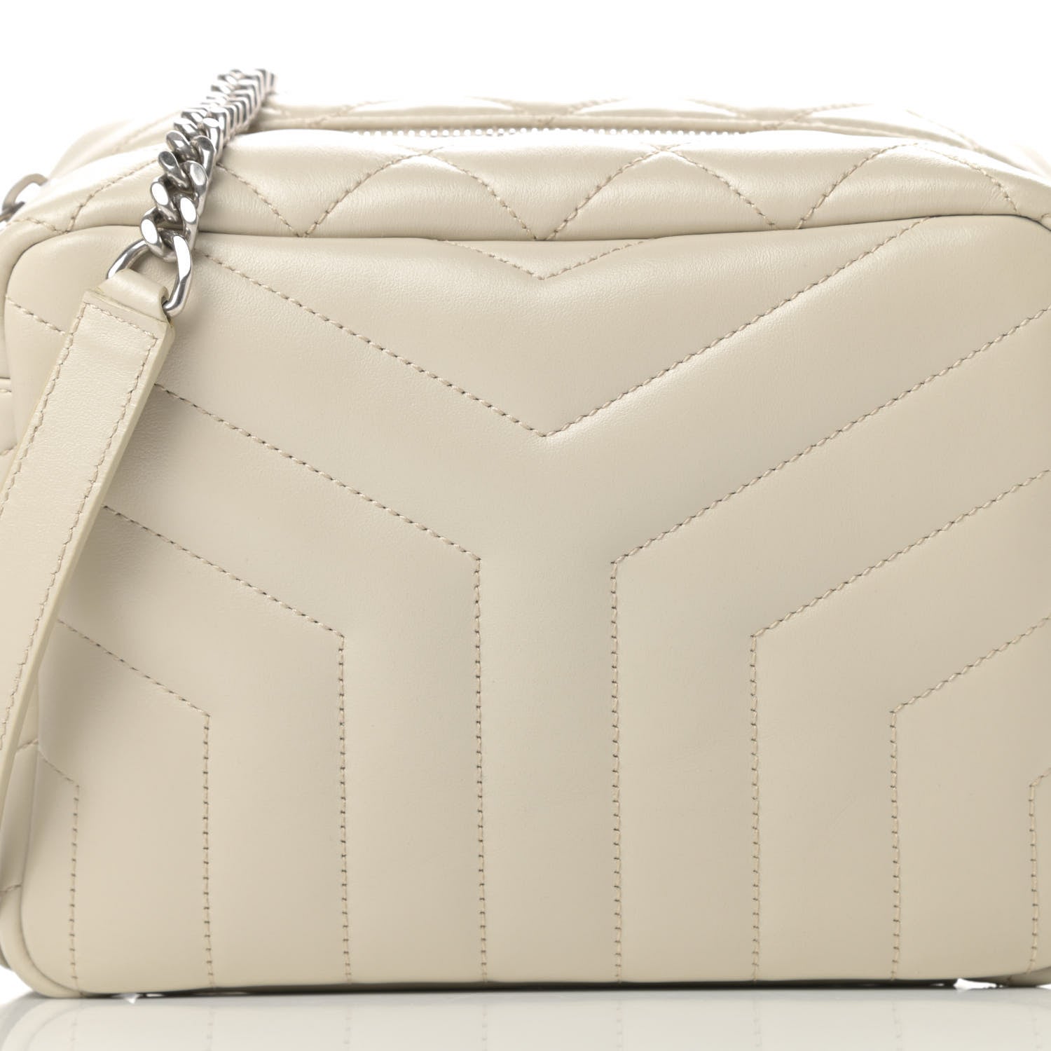 Saint Laurent Calfskin Y Quilted Monogram Small Loulou Bowling Bag Ivory 8 of 10