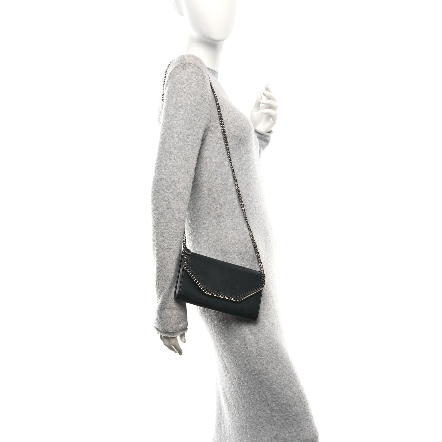 Stella McCartney Eco Alter Nappa Falabella Clutch with Chain Bag Black 2 of 7