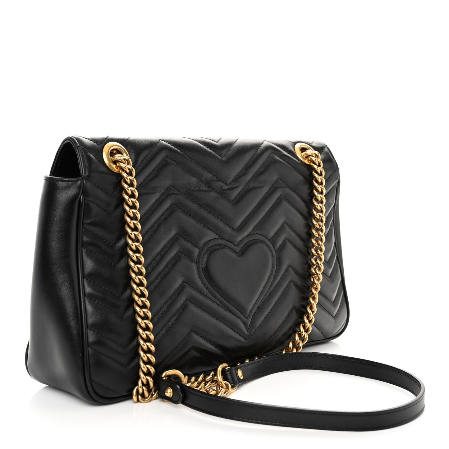 Calfskin Matelasse Medium GG Marmont Shoulder Bag Black