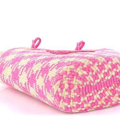 Loewe Iraca Palm Calfskin Paulas Ibiza Medium Anagram Basket Tote Bag Fuchsia 7 of 7