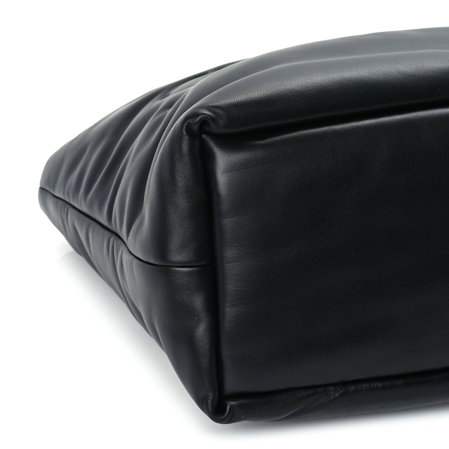 Lambskin Wide Puffer Tote  Black