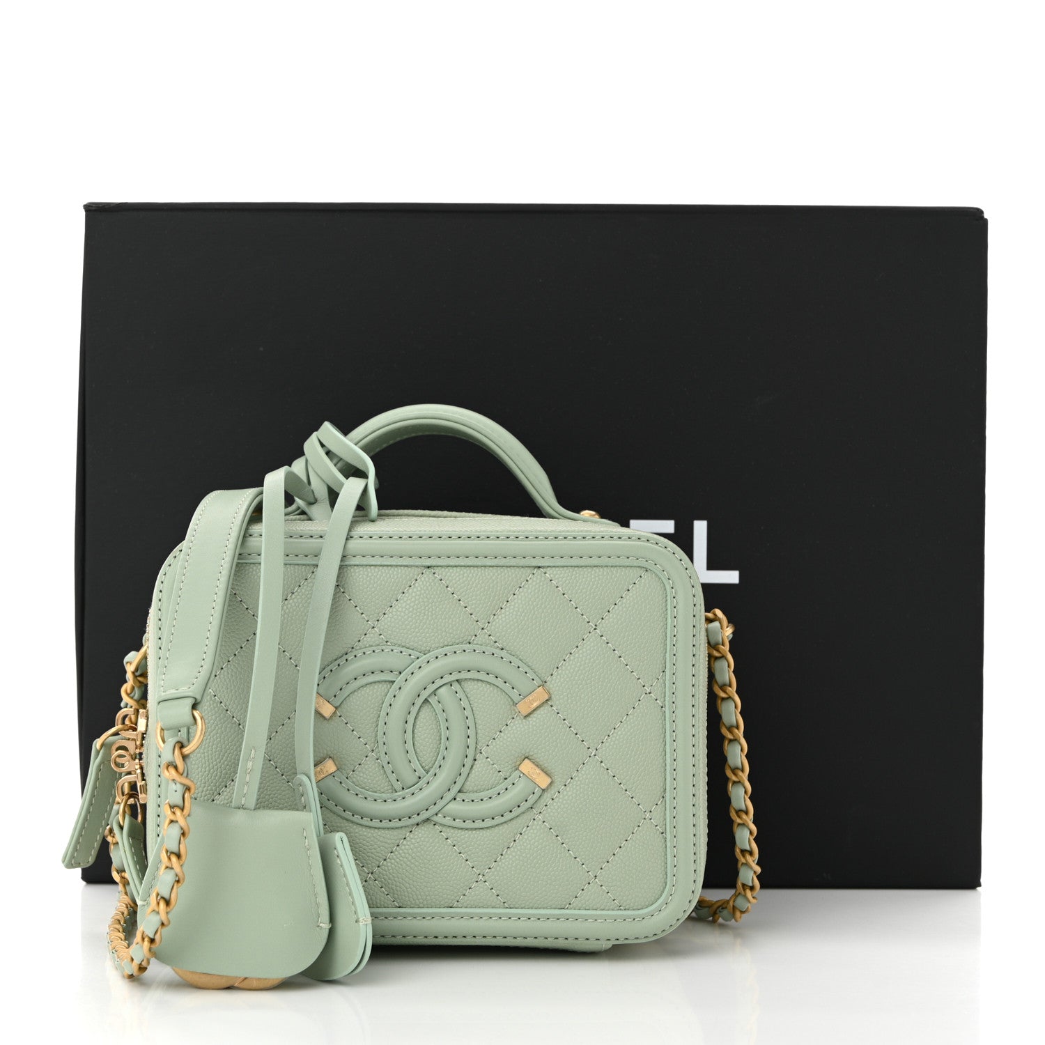 Chanel Caviar Quilted Small CC Filigree Vanity Case Mint 12 of 12