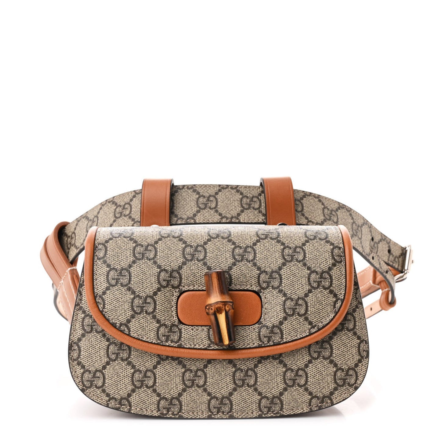 GG Supreme Monogram Web Bamboo Mini 1947 Belt Bag 85 34  Beige