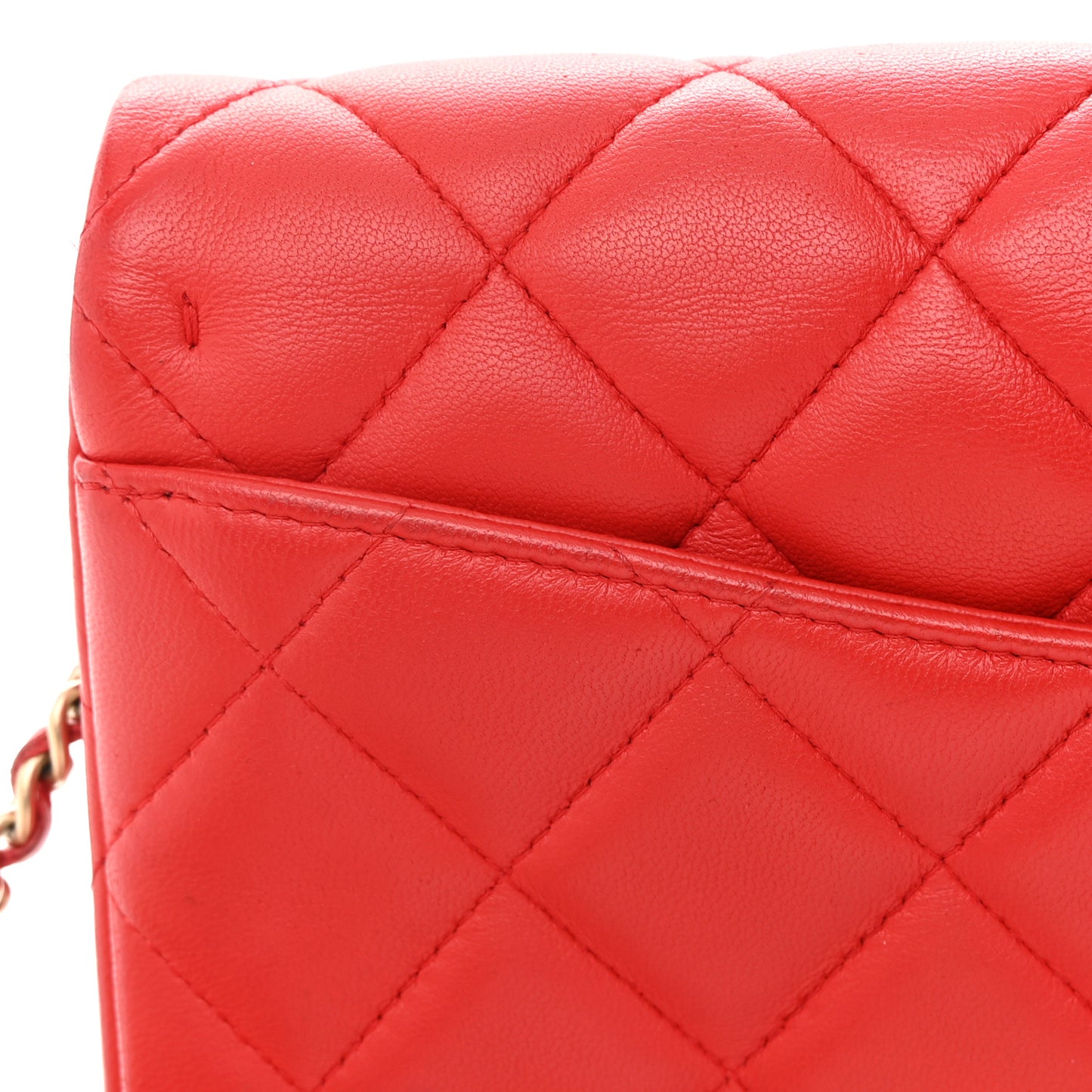 Lambskin Quilted Clutch with Chain Flap Red