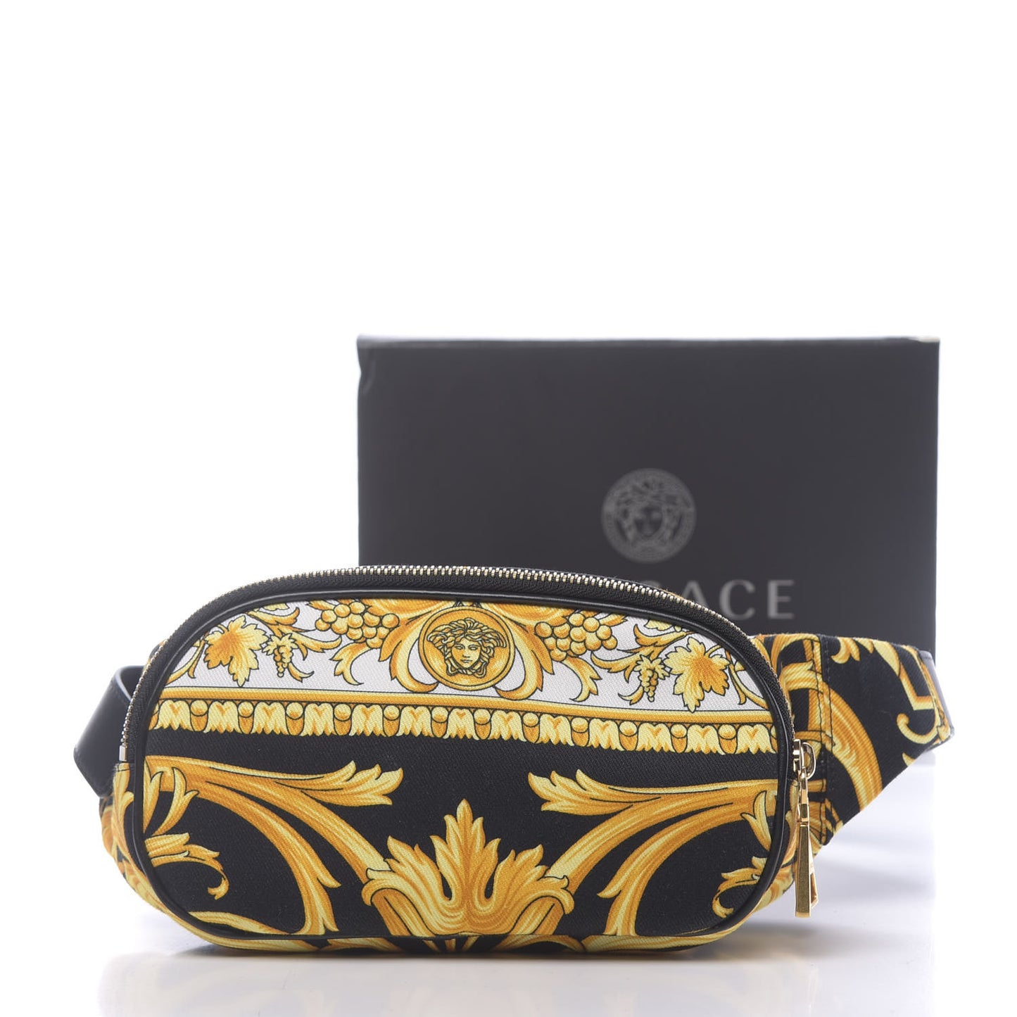 Nylon Baroque Print Belt Bag Black