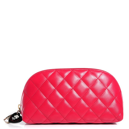 Chanel Lambskin Quilted Valentine Cosmetic Pouch Red 1 of 8