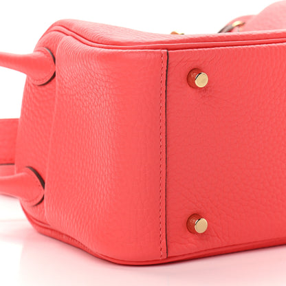 Hermes Taurillon Clemence Mini Lindy 20 Rose Texas 8 of 9