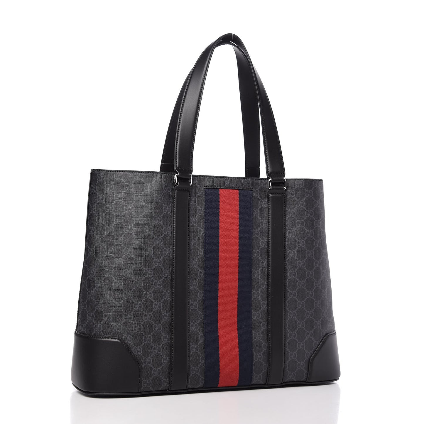 GG Supreme Monogram Web Tote Black Grey