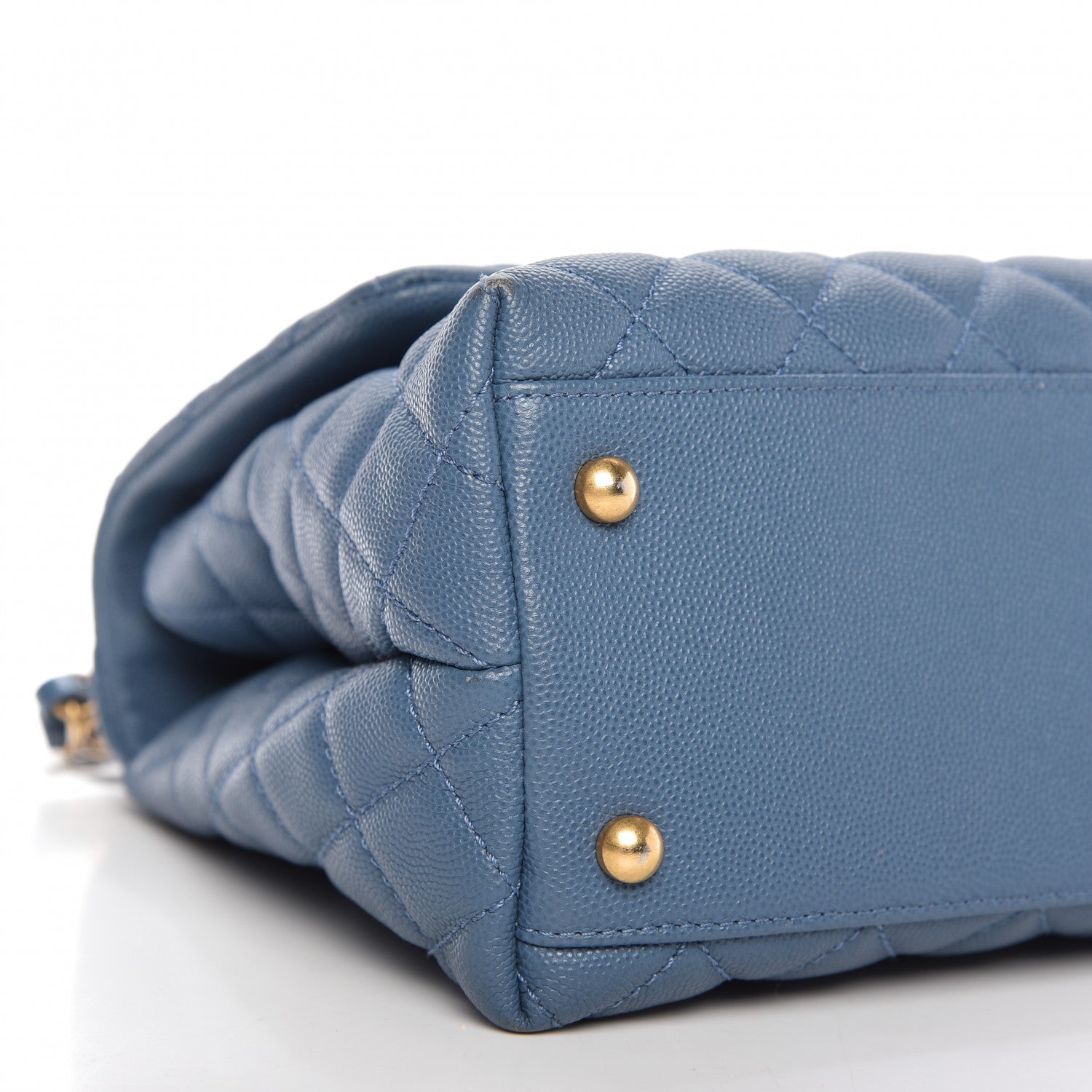 Chanel Caviar Quilted Small Coco Handle Flap Blue 6 of 10