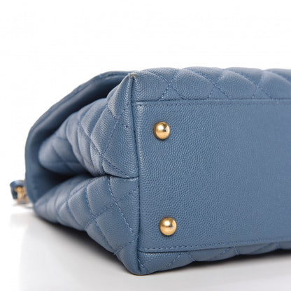 Chanel Caviar Quilted Small Coco Handle Flap Blue 6 of 10