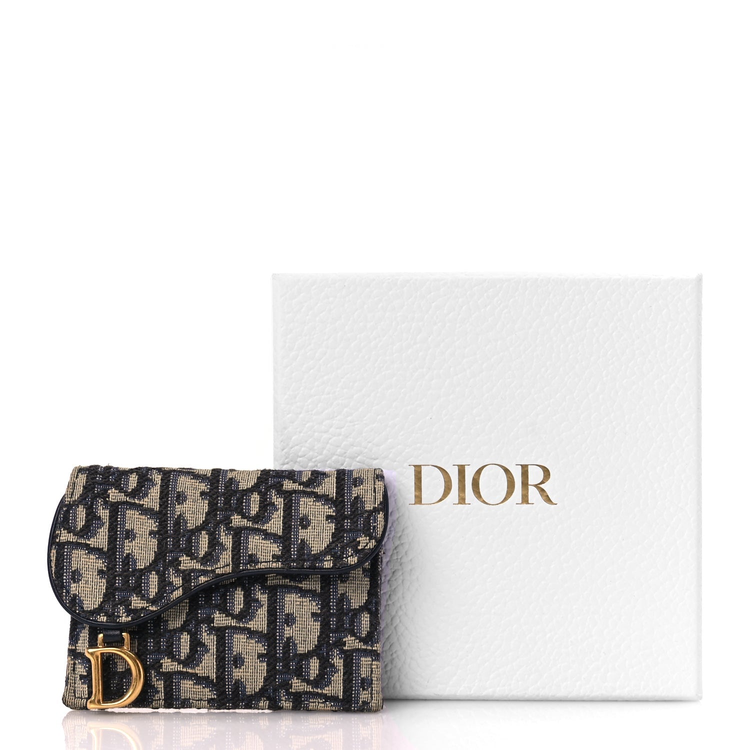Christian Dior Oblique Saddle Card Holder Blue 8 of 8