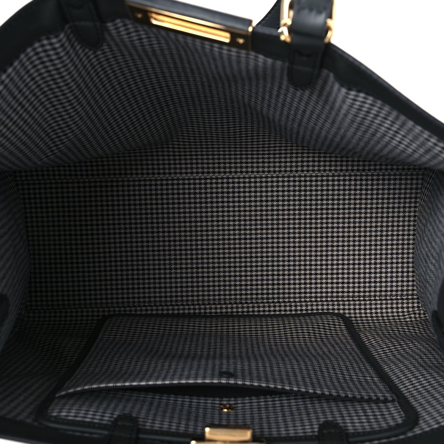 Fendi Wool Vitello King Houndstooth FF Embroidered Medium Peekaboo X-Tote Grigio Anthracite 5 of 8