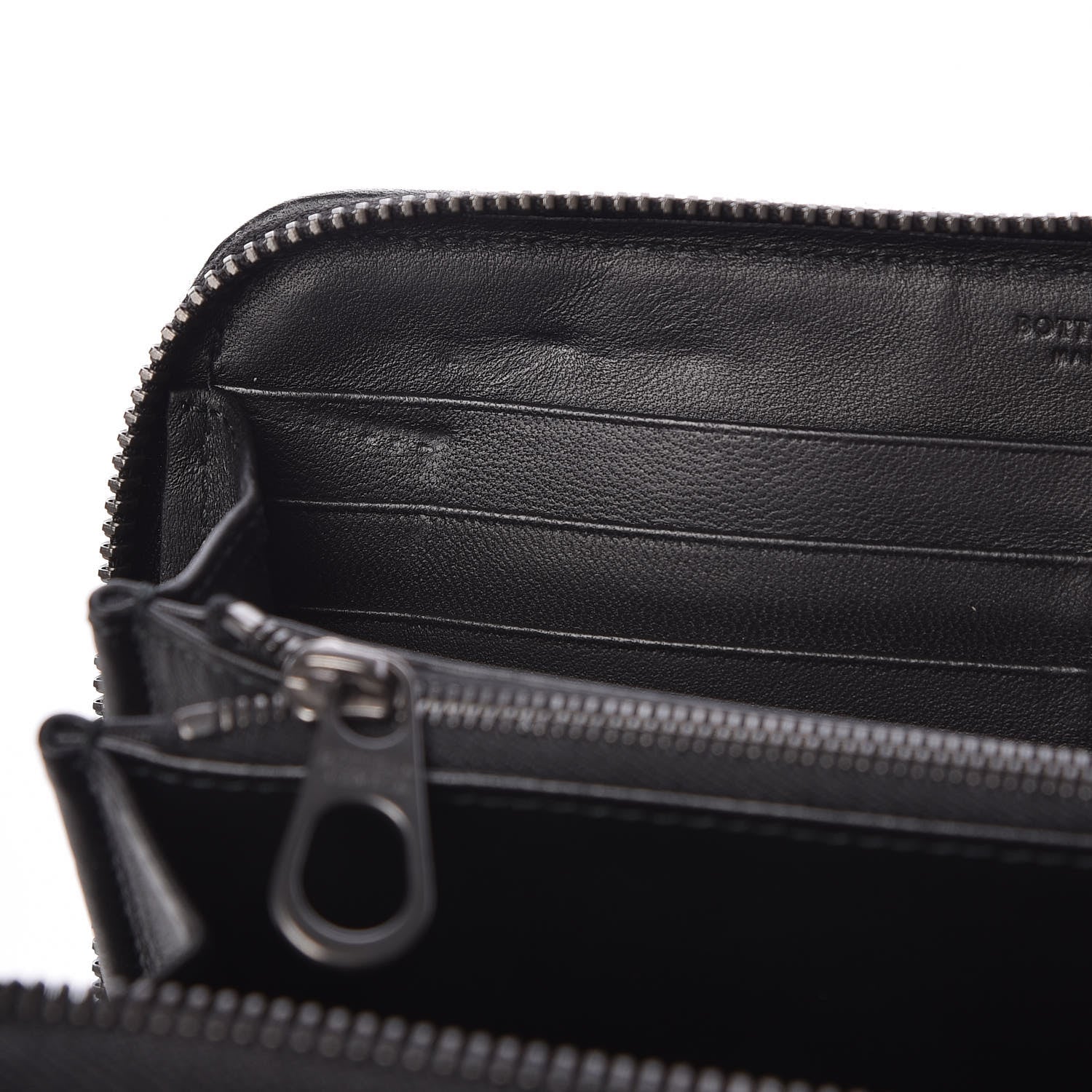 Bottega Veneta Nappa Intrecciato Gradient Spotted Zip Around Wallet Black Gray 11 of 13