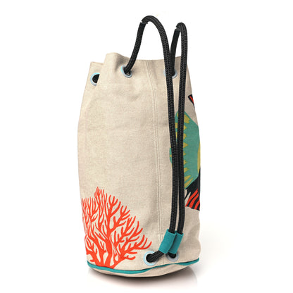 Hermes Toile H Canvas Under The Waves Drawstring Duffle Bag 3 of 10