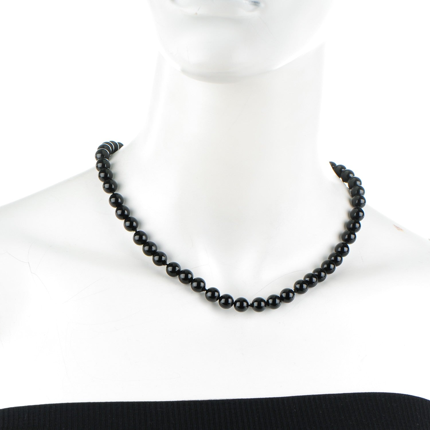 Tiffany Sterling Silver Black Onyx Bead Toggle Necklace 2 of 5