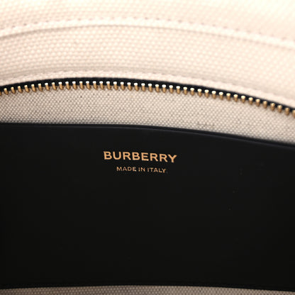 Burberry Canvas Icon Stripe Mini Tote White Black 5 of 8