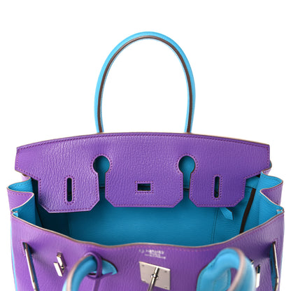 Hermes Chevre Horseshoe Birkin 30 Parme Bleu Aztec 19 of 35