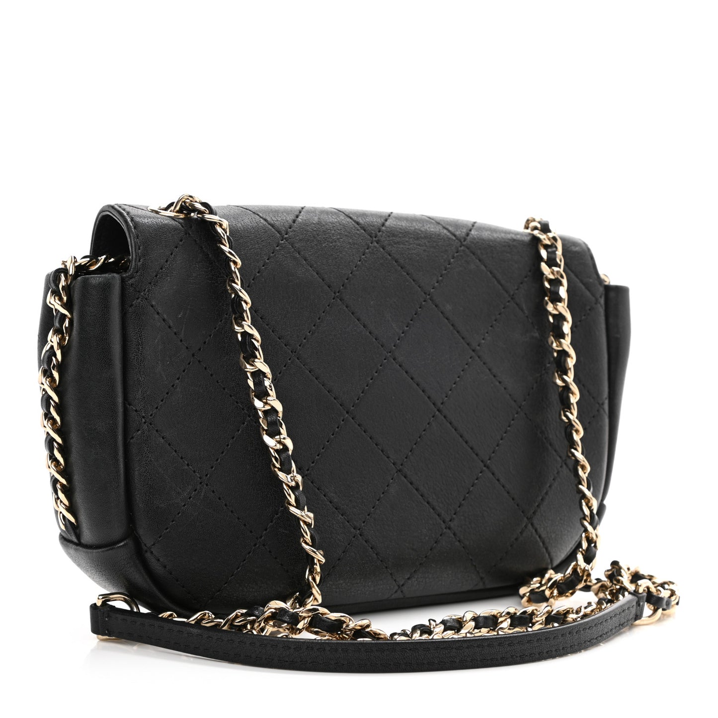 Goatskin Stitched Casual Trip Single Flap Black