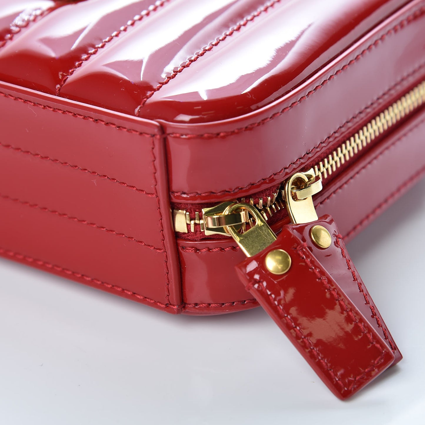 Patent Matelasse Vicky Monogram Belt Bag Red