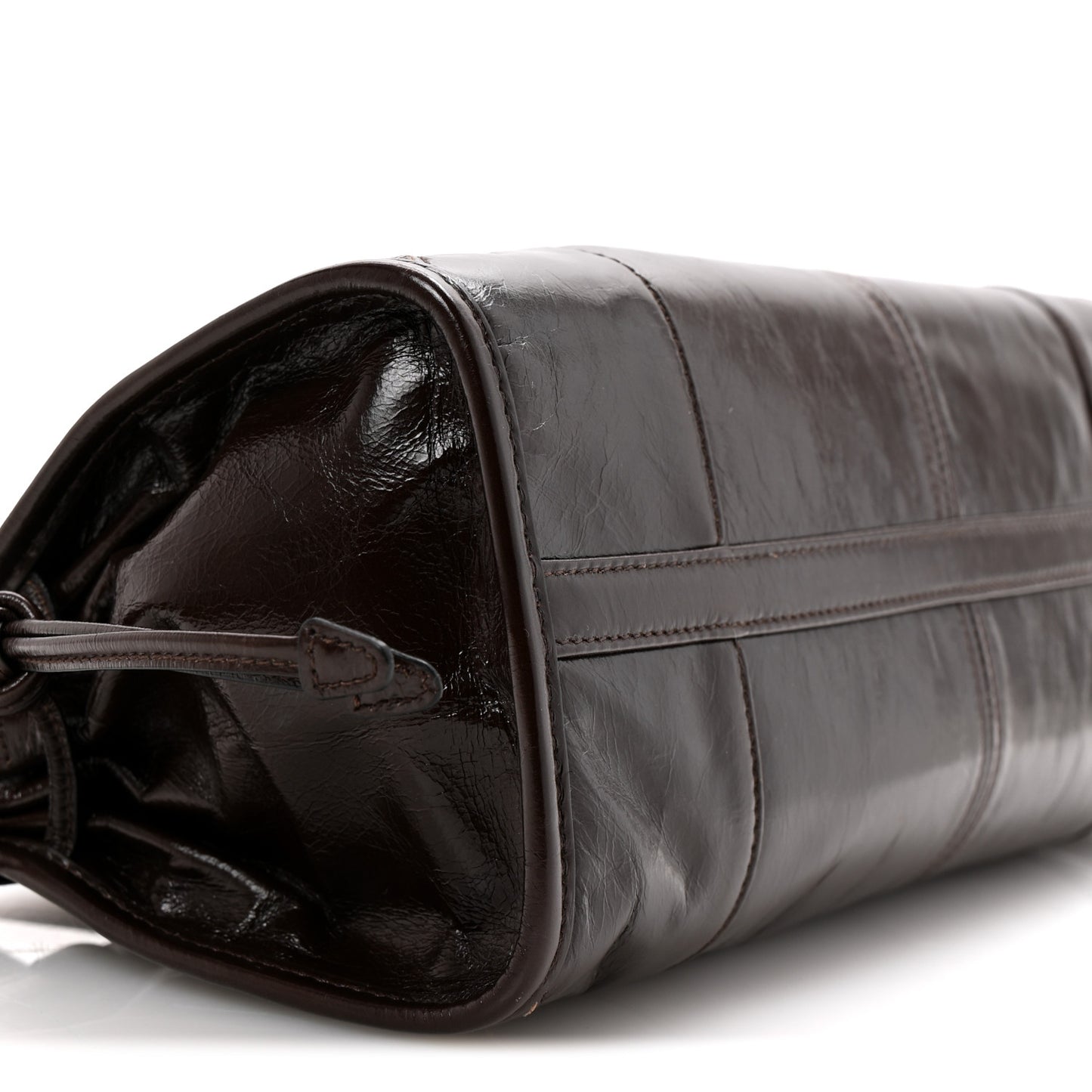 Glossy Calfskin Triangle Medium Bonnie Shoulder Bag Dark Brown